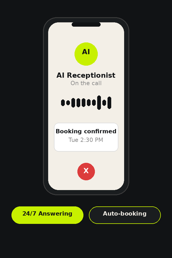 AI receptionist answering a call and booking the job