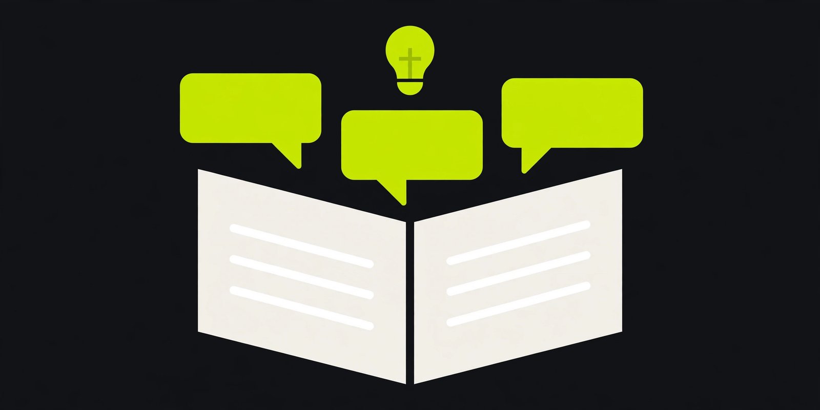Abdullah AI Lab blog insights illustrated with an open book and chat bubbles