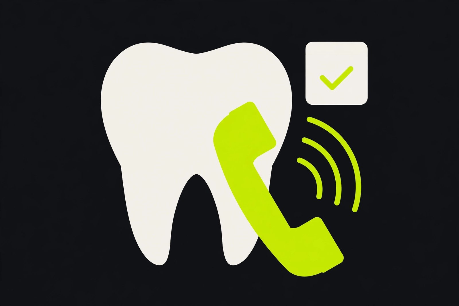 AI receptionist answering calls for a dental clinic, illustrated with a tooth and phone