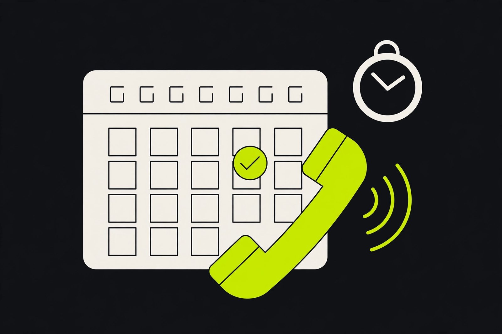 Book a free discovery call, illustrated with a calendar and phone